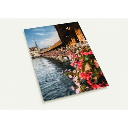 Flower-decorated Chapel Bridge greeting cards - set of 10 with envelopes