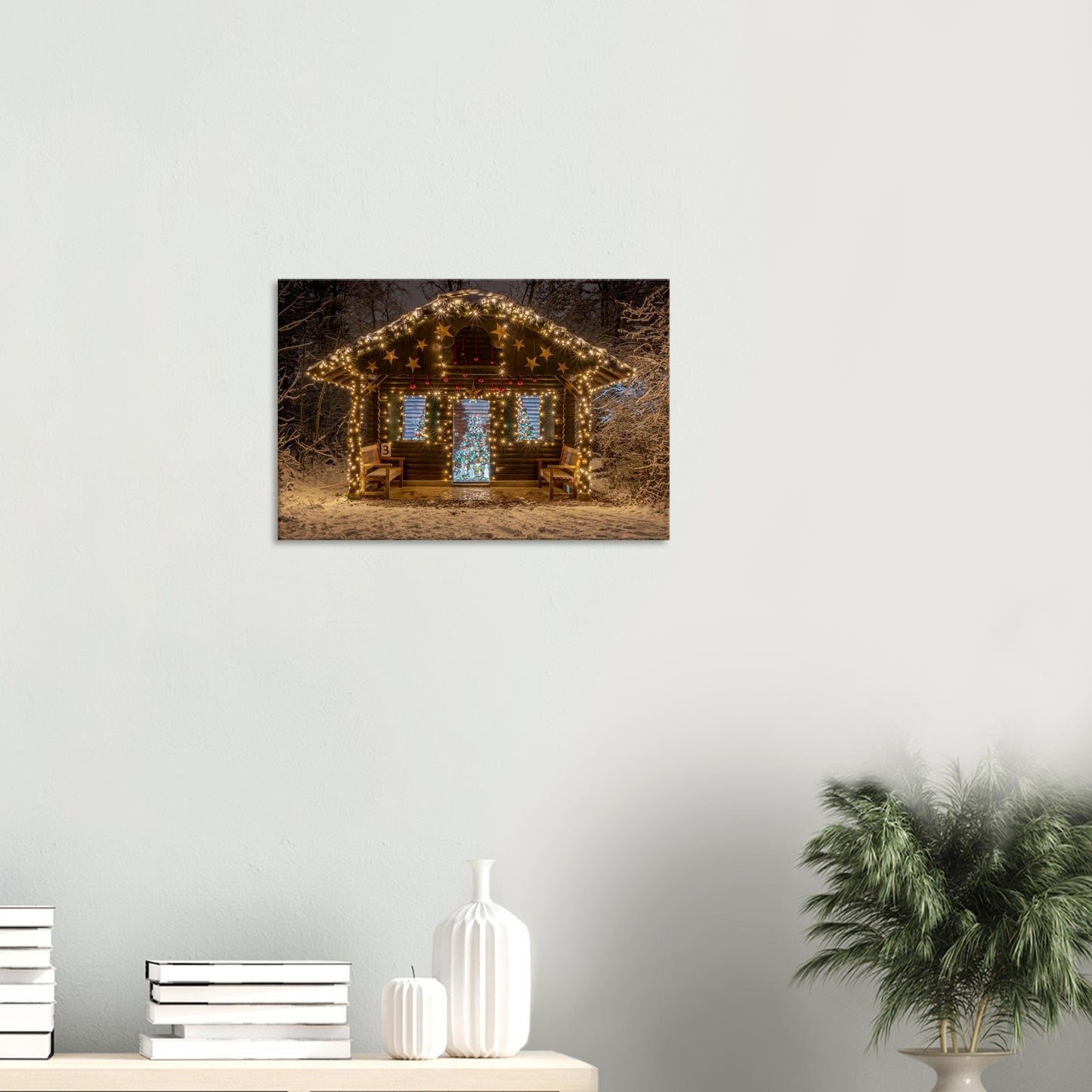 Dreamy little house in Advent on canvas 