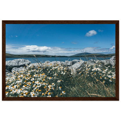 Flower magic on the seashore - poster on museum-quality matt paper with a wooden frame 