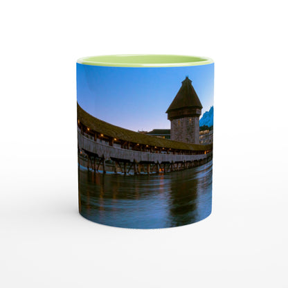 Chapel Bridge Lucerne &amp; Snowy Pilatus Ceramic Mug - Various Colors