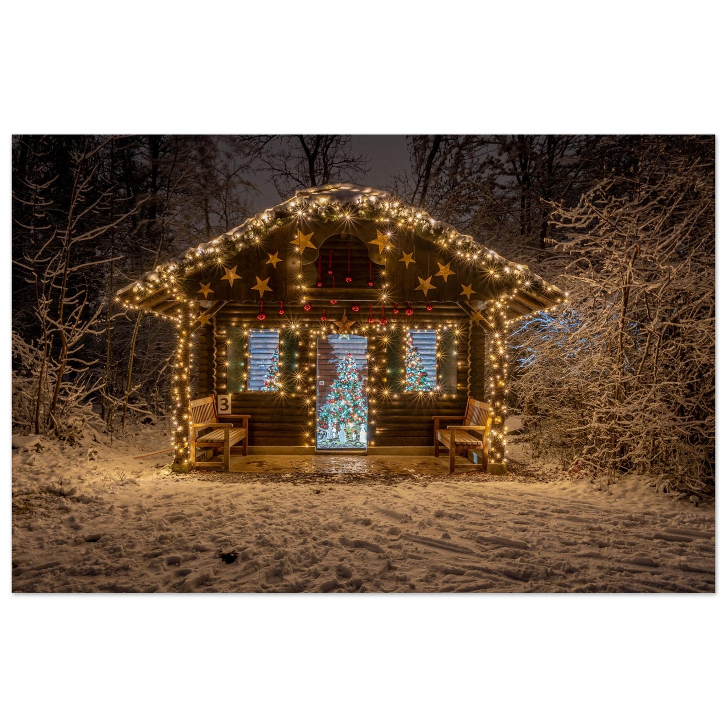 Dreamy cottage in Advent premium poster 
