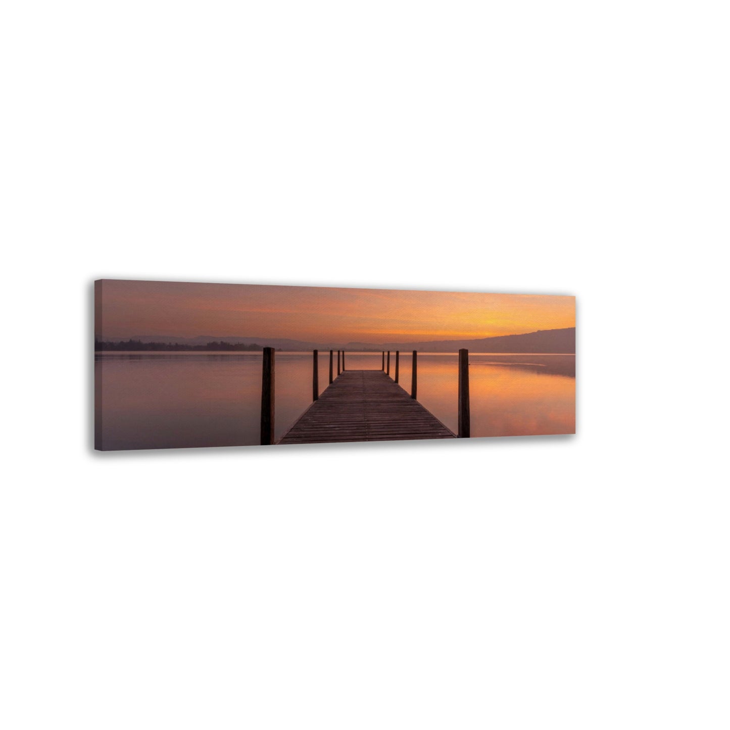 Idyllic wooden jetty on Lake Zug - canvas print in various sizes