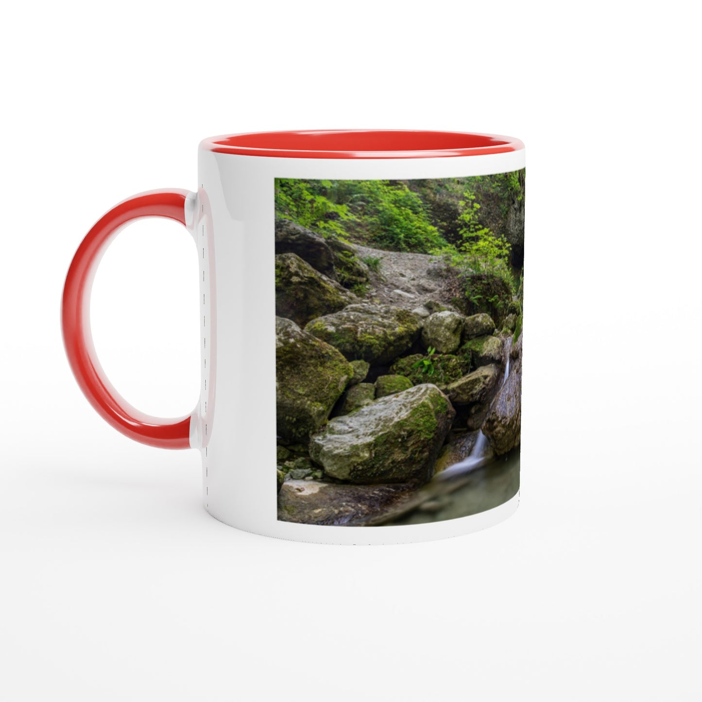 Schwarzenbach Wasserfall Keramiktasse - Farbiger Rand & Griff