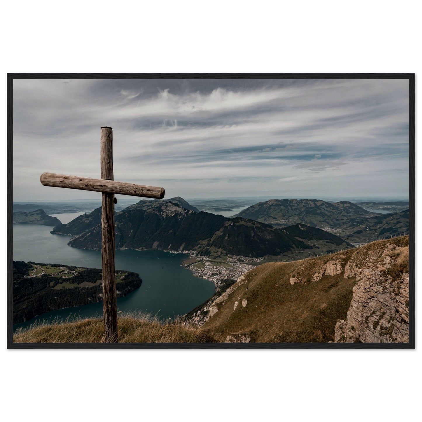Breathtaking view from Fronalpstock - poster on museum-quality matte paper with a wooden frame 
