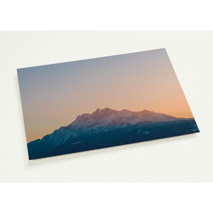 Swiss Alpine magic: Pilatus at sunset greeting card set with 10 cards (2-sided, with envelopes)