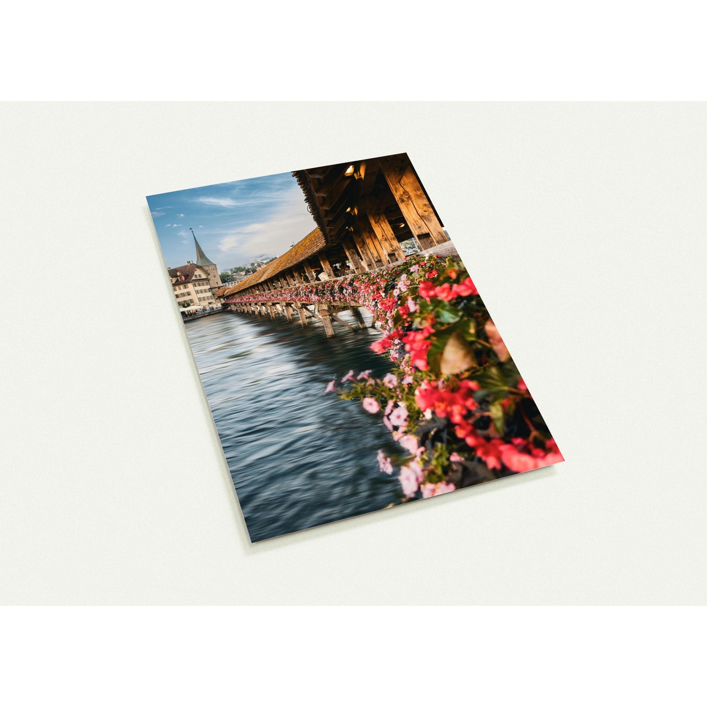 Flower-decorated Chapel Bridge greeting cards - set of 10 with envelopes