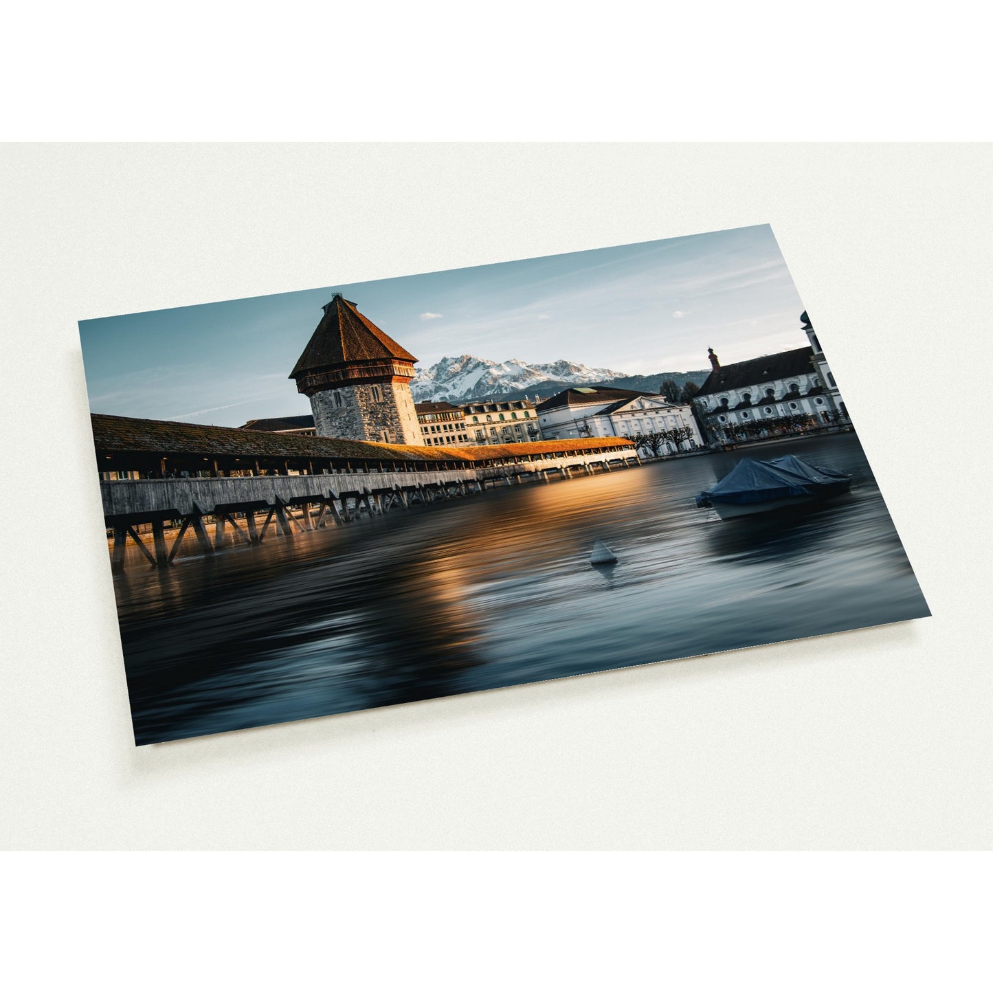 Kapellbrücke Luzern und Pilatus – Abenddämmerung - Grusskarten-Set mit 10 Karten (2-seitig, mit Umschläge)