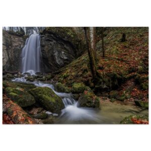 Herbstlicher Wasserfall - Premium Poster