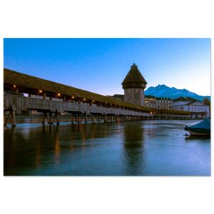 Kapellbrücke Luzern & verschneiter Pilatus Forex-Druck