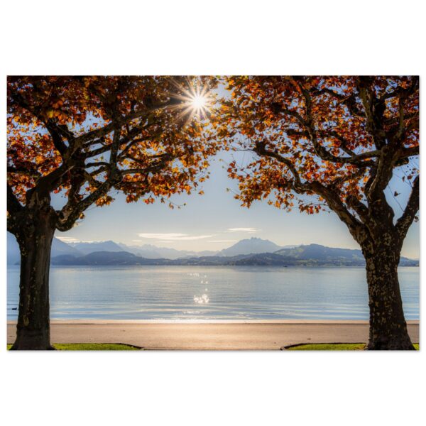 Herbst am Zugersee mit Sonnenstrahlen - Premium Poster