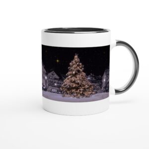 Weihnachtszauber Keramiktasse – Keramiktasse Farbiger Rand & Griff